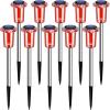 image:imageDenicMic Solar Lights Outdoor 10 Pack Waterproof Pink LED Stainless Steel Stake Outside Lights for Yard Pathway Garden Driveway Walkway Landscape Path Lighting Mothers Day Gifts for MomRed White 10Pack