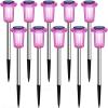 image:imageDenicMic Solar Lights Outdoor 10 Pack Waterproof Pink LED Stainless Steel Stake Outside Lights for Yard Pathway Garden Driveway Walkway Landscape Path Lighting Mothers Day Gifts for MomPink 10Pack