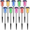 image:imageDenicMic Solar Lights Outdoor 10 Pack Waterproof Pink LED Stainless Steel Stake Outside Lights for Yard Pathway Garden Driveway Walkway Landscape Path Lighting Mothers Day Gifts for MomColor 10Pack
