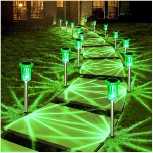 image:imageDenicMic Solar Lights Outdoor 10 Pack Waterproof Pink LED Stainless Steel Stake Outside Lights for Yard Pathway Garden Driveway Walkway Landscape Path Lighting Mothers Day Gifts for MomGreen 10Pack