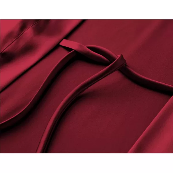 HOTOUCH Silk Robes for Women Long Bridesmaid Wedding Party Satin Robes Sleepwear with PocketsAwine Red