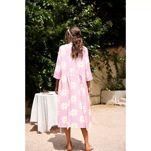 HOTOUCH Silk Robes for Women Long Bridesmaid Wedding Party Satin Robes Sleepwear with PocketsColor Pink