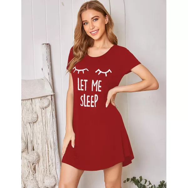 HOTOUCH Womens Nightgown Short Sleeve Printed Sleepshirts Cute Night Shirts Soft Pajama SleepwearAponceau