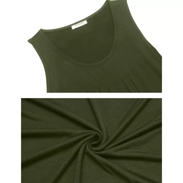 HOTOUCH Womens Sleeveless Nightgowns Pleated Round Neck Sleep Shirt Tank Top Gown Pockets Sleepwear SXXXLDark Army Green