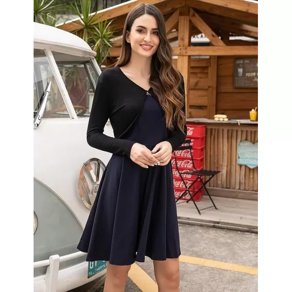 HOTOUCH Shrug Bolero Cardigan for Womens Long Sleeve Short Little Cropped Sweater Knit Jackets for Dress SXXLAblack