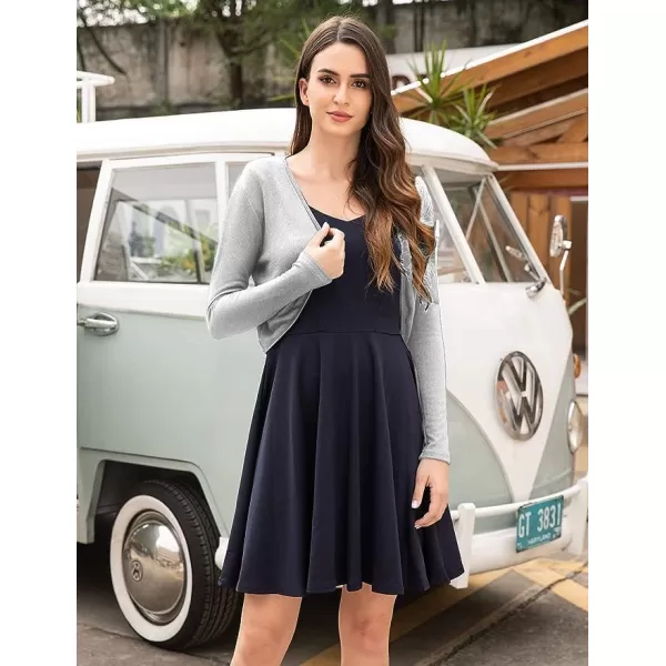 HOTOUCH Shrug Bolero Cardigan for Womens Long Sleeve Short Little Cropped Sweater Knit Jackets for Dress SXXLAgray