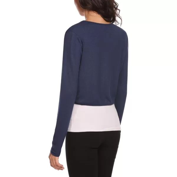 HOTOUCH Shrug Bolero Cardigan for Womens Long Sleeve Short Little Cropped Sweater Knit Jackets for Dress SXXLAnavy Blue