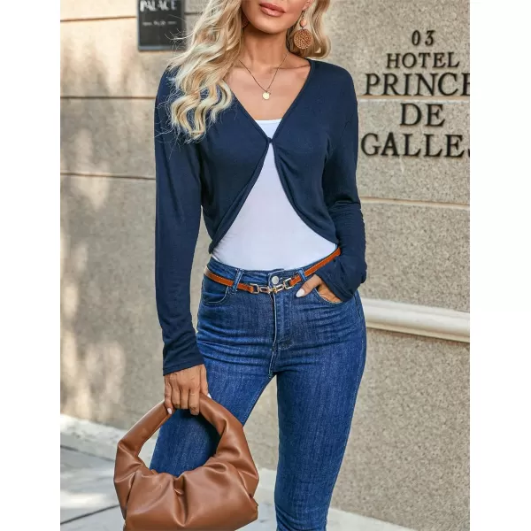 HOTOUCH Shrug Bolero Cardigan for Womens Long Sleeve Short Little Cropped Sweater Knit Jackets for Dress SXXLAnavy Blue