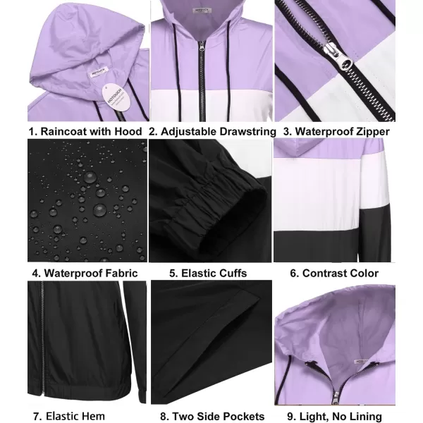 HOTOUCH Waterproof Rain Jackets for Women Lightweight Packable Raincoats Outdoor Hooded Windbreaker with Pockets