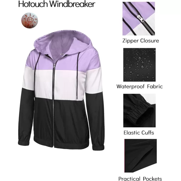 HOTOUCH Waterproof Rain Jackets for Women Lightweight Packable Raincoats Outdoor Hooded Windbreaker with Pockets