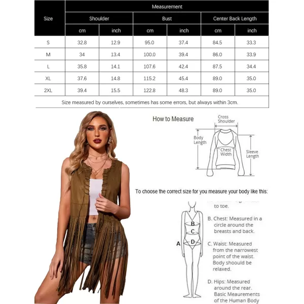 HOTOUCH Women Fringe Vest 70s Hippie Costume Faux Suede Sleeveless Tassels Cardigan Cowgirl Western TopsCoffee Brown