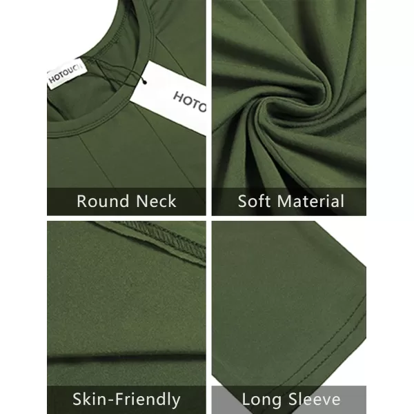HOTOUCH Womens 34 Sleeve Aline and Flare Midi Long DressArmy Green New