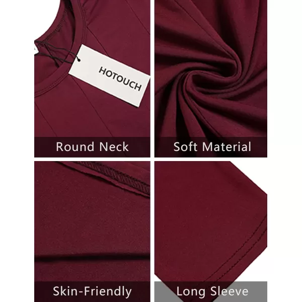 HOTOUCH Womens 34 Sleeve Aline and Flare Midi Long DressWine Red