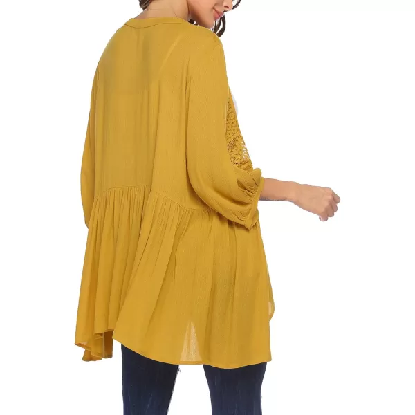 HOTOUCH Womens Cardigan Open Front 34 Sleeve Lace Lightweight Beach Summer Cover Up TopsAyellow