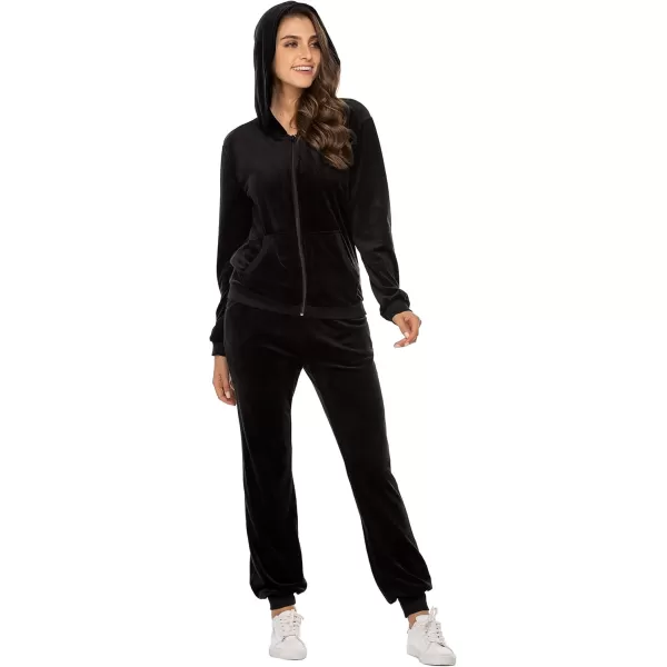 HOTOUCH Womens Casual Velour Tracksuit Set Full Zipper Hoodie Workout Pants Velvet Sweatsuit Jogging Suits XSXXLBlack