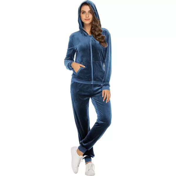 HOTOUCH Womens Casual Velour Tracksuit Set Full Zipper Hoodie Workout Pants Velvet Sweatsuit Jogging Suits XSXXLBright Blue Purple