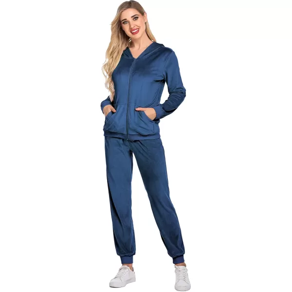 HOTOUCH Womens Casual Velour Tracksuit Set Full Zipper Hoodie Workout Pants Velvet Sweatsuit Jogging Suits XSXXLBright Blue Purple