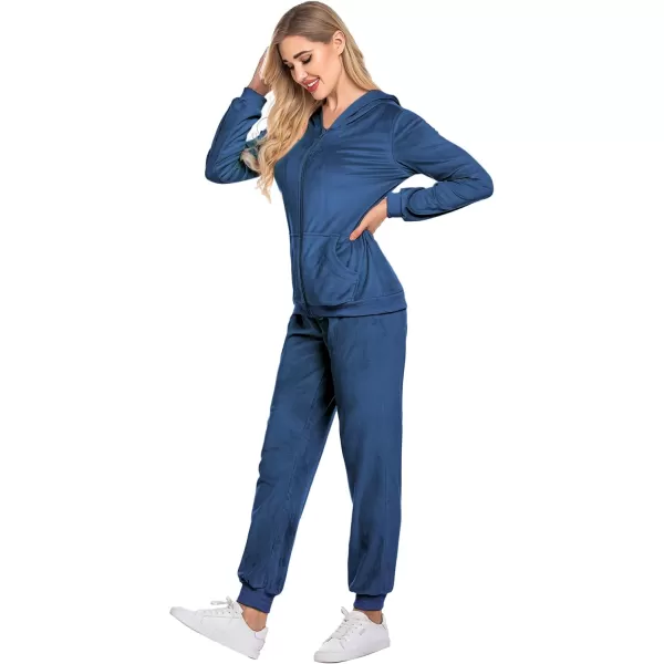 HOTOUCH Womens Casual Velour Tracksuit Set Full Zipper Hoodie Workout Pants Velvet Sweatsuit Jogging Suits XSXXLBright Blue Purple