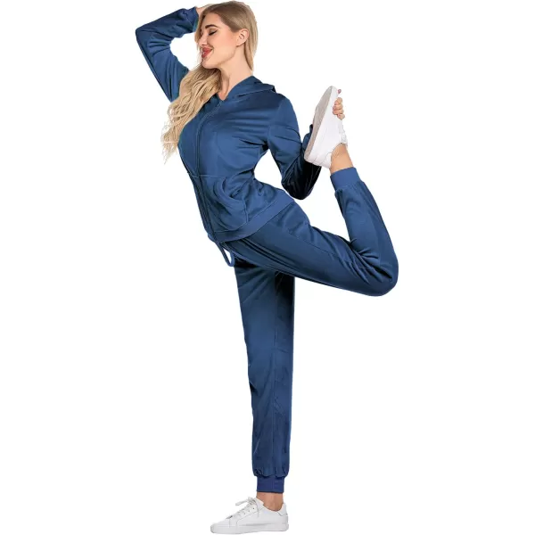 HOTOUCH Womens Casual Velour Tracksuit Set Full Zipper Hoodie Workout Pants Velvet Sweatsuit Jogging Suits XSXXLBright Blue Purple