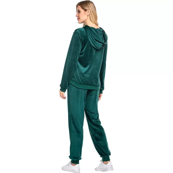 HOTOUCH Womens Casual Velour Tracksuit Set Full Zipper Hoodie Workout Pants Velvet Sweatsuit Jogging Suits XSXXLGreen