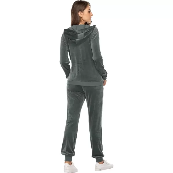 HOTOUCH Womens Casual Velour Tracksuit Set Full Zipper Hoodie Workout Pants Velvet Sweatsuit Jogging Suits XSXXLGrey