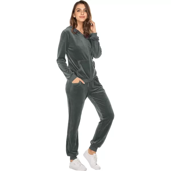 HOTOUCH Womens Casual Velour Tracksuit Set Full Zipper Hoodie Workout Pants Velvet Sweatsuit Jogging Suits XSXXLGrey