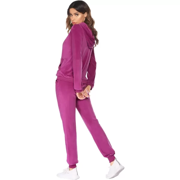 HOTOUCH Womens Casual Velour Tracksuit Set Full Zipper Hoodie Workout Pants Velvet Sweatsuit Jogging Suits XSXXLHot Pink