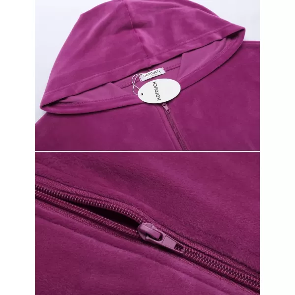 HOTOUCH Womens Casual Velour Tracksuit Set Full Zipper Hoodie Workout Pants Velvet Sweatsuit Jogging Suits XSXXLHot Pink