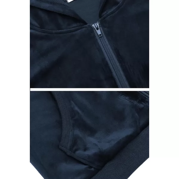 HOTOUCH Womens Casual Velour Tracksuit Set Full Zipper Hoodie Workout Pants Velvet Sweatsuit Jogging Suits XSXXLNavy Blue