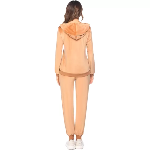 HOTOUCH Womens Casual Velour Tracksuit Set Full Zipper Hoodie Workout Pants Velvet Sweatsuit Jogging Suits XSXXLOrange