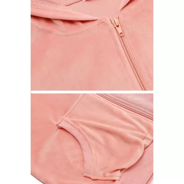 HOTOUCH Womens Casual Velour Tracksuit Set Full Zipper Hoodie Workout Pants Velvet Sweatsuit Jogging Suits XSXXLPink