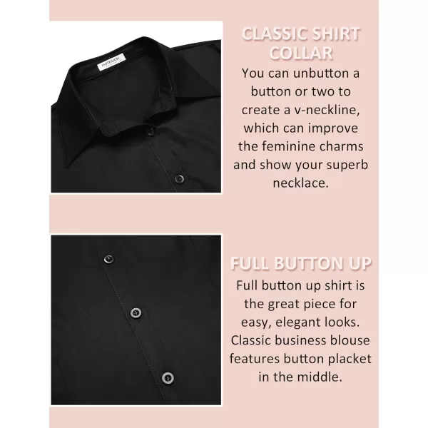 HOTOUCH Womens Cotton Basic Button Down Shirt Slim Fit Dress ShirtsA  Black Slim Fit  a Size Up for Relaxed Fit