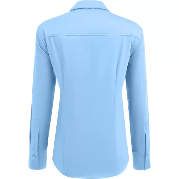 HOTOUCH Womens Cotton Basic Button Down Shirt Slim Fit Dress ShirtsLight Blue Slim Fit  a Size Up for Relaxed Fit