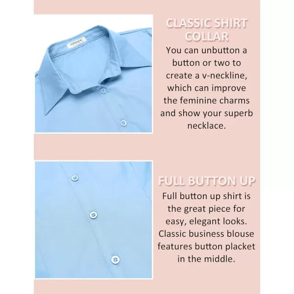 HOTOUCH Womens Cotton Basic Button Down Shirt Slim Fit Dress ShirtsLight Blue Slim Fit  a Size Up for Relaxed Fit