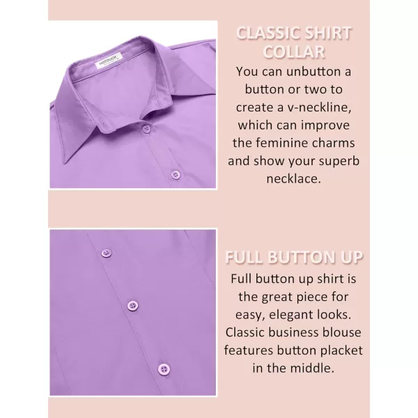 HOTOUCH Womens Cotton Basic Button Down Shirt Slim Fit Dress ShirtsLilac Purple Slim Fit  a Size Up for Relaxed Fit