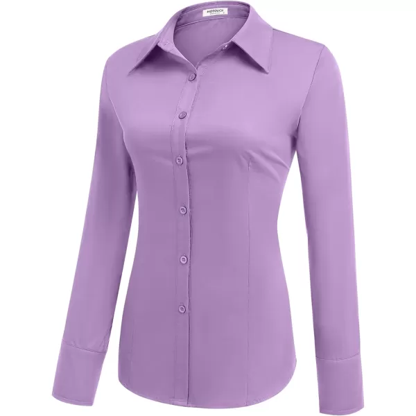 HOTOUCH Womens Cotton Basic Button Down Shirt Slim Fit Dress ShirtsLilac Purple Slim Fit  a Size Up for Relaxed Fit