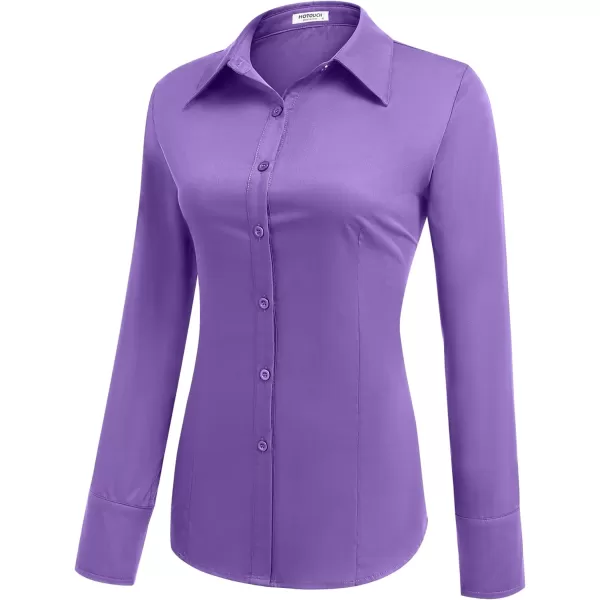 HOTOUCH Womens Cotton Basic Button Down Shirt Slim Fit Dress ShirtsPurple Slim Fit  a Size Up for Relaxed Fit