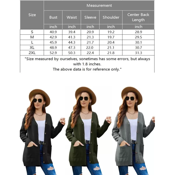 HOTOUCH Womens Grey Open Front Cardigans Oversized Button Sweaters Long Sleeve Casual Loose Cozy OutwearMedium