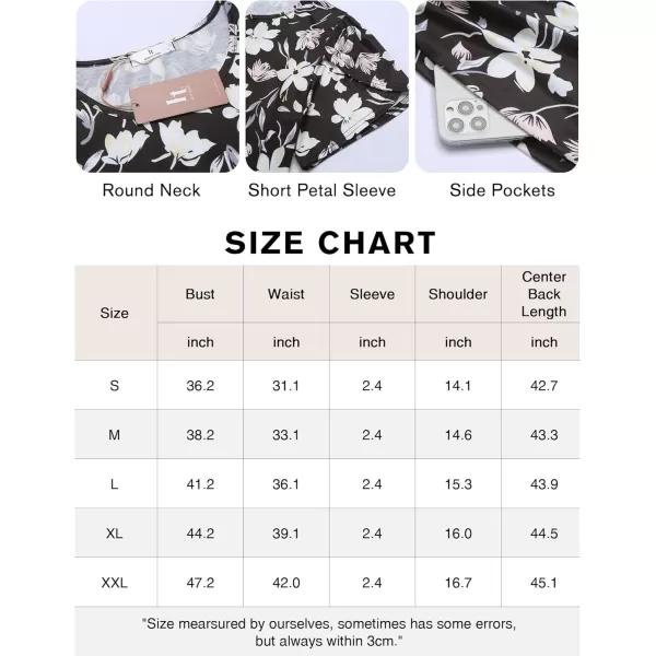 HOTOUCH Womens Summer Short Sleeve ALine Midi Dresses Casual Floral TShirt Dress Flowy Beach Sundress with PocketsXh236