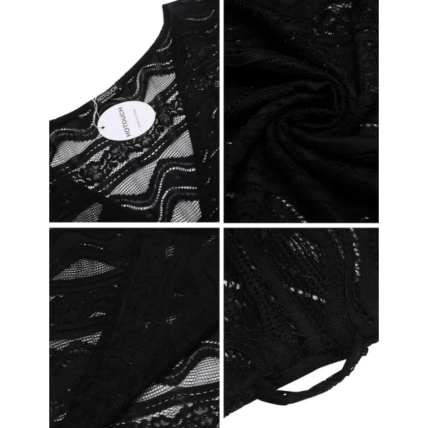 HOTOUCH Womens Swimsuit Beach Cover Up Lace Bikini Beachwear Sheer Bathing Suit Coverups02black