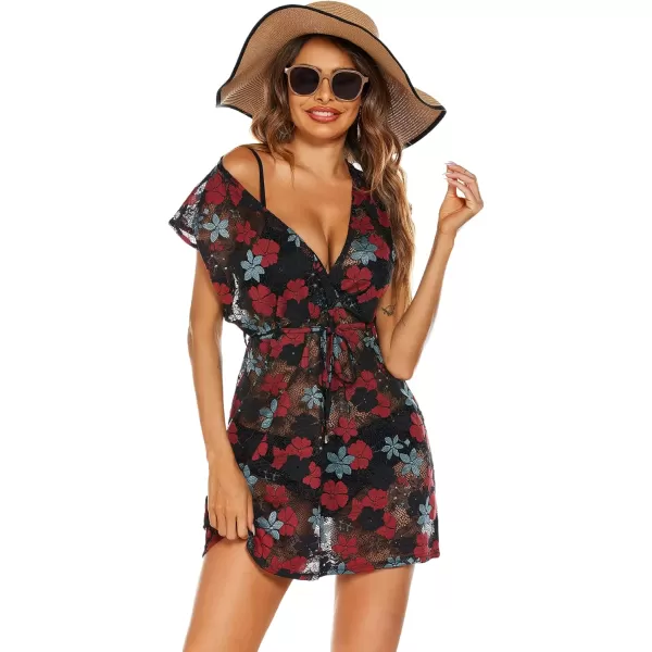 HOTOUCH Womens Swimsuit Beach Cover Up Lace Bikini Beachwear Sheer Bathing Suit Coverups02pattern 18