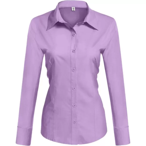 HOTOUCH Womens Cotton Basic Button Down Shirt Slim Fit Dress ShirtsLilac Purple Slim Fit  a Size Up for Relaxed Fit