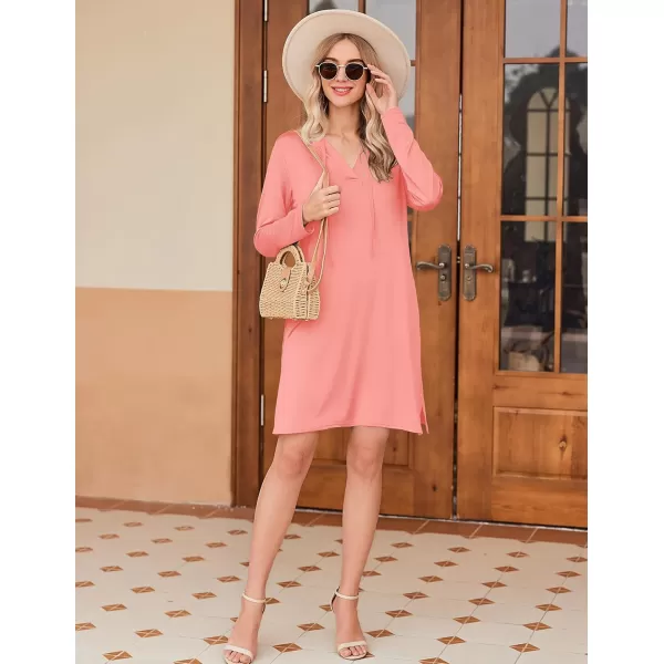 HOTOUCH Womens UPF 50 CoverUp Dress Beach SPF Sun Protection Long Sleeve Shirts Dress Lightweight Athletic UV HoodiePeach Pink