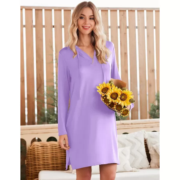 HOTOUCH Womens UPF 50 CoverUp Dress Beach SPF Sun Protection Long Sleeve Shirts Dress Lightweight Athletic UV HoodiePurple