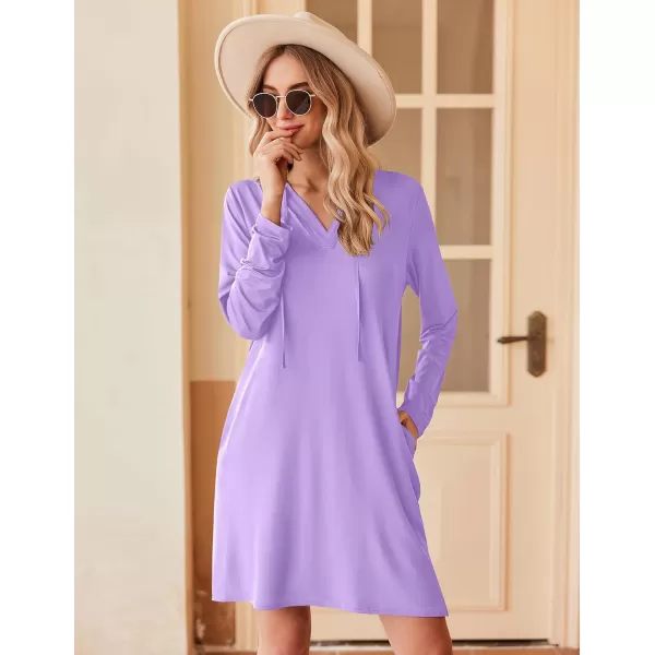 HOTOUCH Womens UPF 50 CoverUp Dress Beach SPF Sun Protection Long Sleeve Shirts Dress Lightweight Athletic UV HoodiePurple