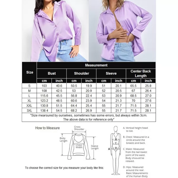 HOTOUCH Women Satin Silk Button Down Shirt Ladies Long Sleeve Tops V Neck Loose Blouse Dressy Business Casual Work Tunic FallLilac Purple