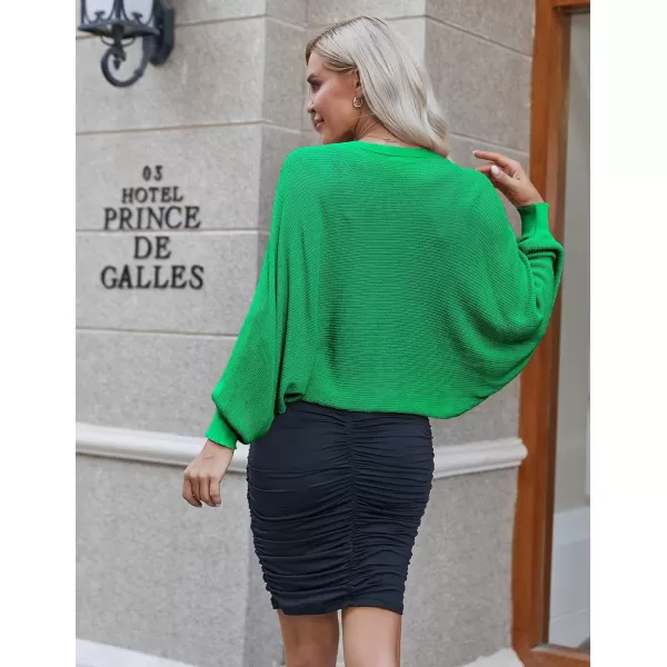 HOTOUCH Womens Cardigan Shrugs Long Batwing Sleeve Knitted Cropped Bolero Open Front Casual Elegant Cardigans for DressesGreen