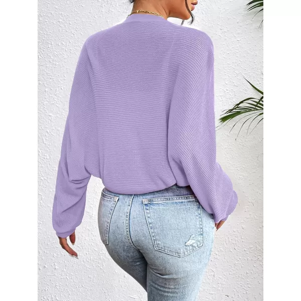 HOTOUCH Womens Cardigan Shrugs Long Batwing Sleeve Knitted Cropped Bolero Open Front Casual Elegant Cardigans for DressesNewmauve Purple