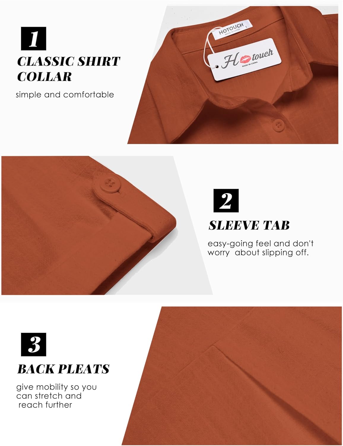 HOTOUCH Button Down Shirt Women Cotton Short Sleeve Blouses V Neck Collared Button Up Summer Beach TopsBrown