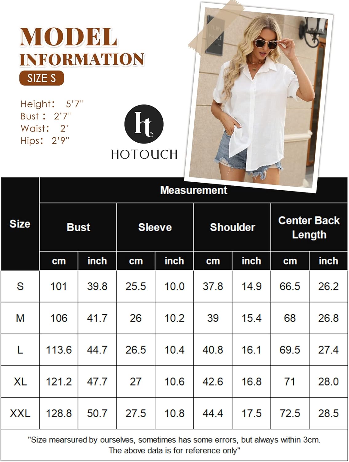 HOTOUCH Button Down Shirt Women Cotton Short Sleeve Blouses V Neck Collared Button Up Summer Beach TopsLight Grey